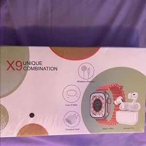 X9 Smartwatch and Earbuds Set with Orange Band